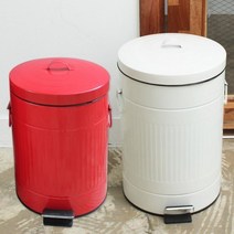 [선우랜드] 러브하우스 엔틱 페달 양철 휴지통 20L, 상세설명 참조, 레드