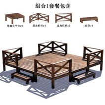 DIY 원목 야외평상 조립식평상 데크 정원 테라스 정자 마루 부패 방지 단단한 나무 바닥 안뜰 발코니 복도 풍경 실내 및 실외 다다미 조합, 조합 1, 중간