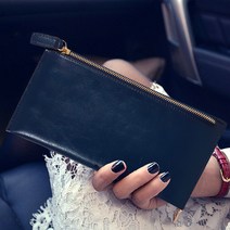 천연 소가죽 슬림 지퍼 여성 여자 장지갑