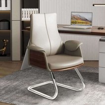 ceo 의자 바퀴없는 등받이 편안한 비즈니스 중역의자, 블랙 나파 가죽 미들 백 보우 체어