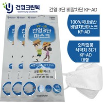 건영크린텍 3단 마스크 대형 KF-AD 흰색, 5매입, 10개, 화이트