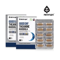 엔젯오리진 테아닌 효능 홍경천 추출물 굿데이 L-테아닌 로디올라 마그네슘 직장인 수험생 스트레스 영양제 코셔인증 30정, 2박스