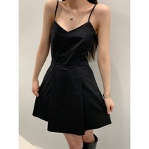 이즈미 미니 끈 나시 뷔스티에 레이어드 탄탄 코튼 원피스 2color