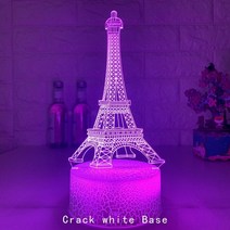 3D 홀로그램 팬 프로젝터 디스플레이 새로운 3d led 빛 밤 크리 에이 티브 에펠, 크랙 화이트, 16색 리모컨, 협력사