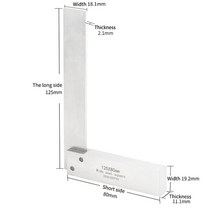 금속 강철 눈금자 machinist square 90도 직각 엔지니어 세트 정밀 연마 강화 각도 와이드 시트 스퀘어, 125x80mm