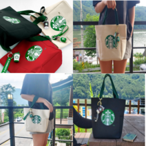 [국내배송/당일출고]스벅 별다방 포켓 미니 에코백 켄버스 가방