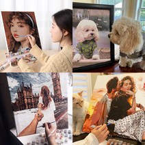 트렌드포유 DIY 유화그리기 주문제작 사진 그림그리기세트 24 36 42색 캔버스페인팅, 60 x 90 size 24 color