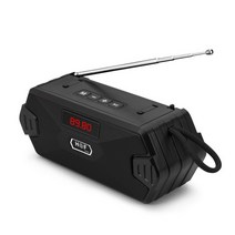 휴대용 무선 블루투스 스피커 FM 라디오 컬럼 베이스 미니 서브 우퍼 지원 TF 카드 AUX USB 수신기/라디오, Black