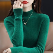 부드러운 순수 울100 캐시미어 니트 여성 기본 목티 반목폴라 모헤어