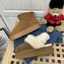 버터 통굽 어그 퍼 키높이 슬링백 5cm