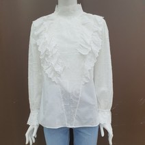 시에로 레이스 러플 배색 블라우스 SE2SHF059