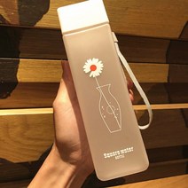보냉컵 텀블러 리유저블 텀블러 추천 콜드컵 보냉 500ml 투명 사각형 플라스틱 매트 물 컵 우유 컵 야외 휴대용 주스 차가운 음료 스포츠 물 컵 물 로프 선물, 협력사, 04, 0.5리터