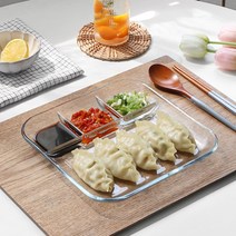 글라스 칸칸 나눔접시 2size 택1 / 다이어트식판, M(중)