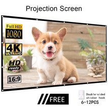 미니 빔 프로젝터 전동 족자형 휴대용 롤러블 스크린 6072841001 0inch 고밀도 3d hd 프로젝터 스크린 16:9 주름 방지 프로젝션 영화 스크린 접이식 홈 호환, 100인치