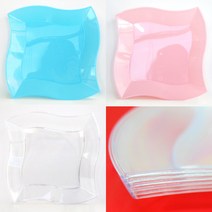 VIA583155플라스틱파티접시 웨이브/플라스틱접시/접시/일회용/생일파티/생일상/테이블용품/이벤트/파티용품/파티소품, 플라스틱파티접시 웨이브19cm스카이