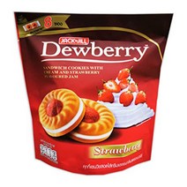 Dewberry Sandwich Cookies with Cream and Strawberry Flavored Jam 114 g. X 2 Bags // Ship By Benjawan, 1
