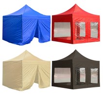 홈포차 접이식 천막세트 지붕+프레임+바람막이4면 방풍 그늘, 베이지(투명형)