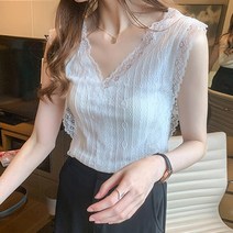레이스 년 형과 아우 새롭고 독특함 가을 브이넥 슬림 베스트 조끼 등 하트 민소매 이너티셔츠 여성 펀칭 2640393980