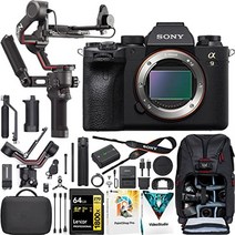 dji rs 3 콤보 짐벌 스태빌라이저 키트 + 데코 기어 사진용 백팩 + 64GB 고속 카드 앰프가 포함된 소니 a9 ii 풀 프레임 미러리스 카메라 바디 ilce-9m2