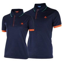 [카시야] 스컬 쿨론 요꼬배색 남여공용 골프 반팔티셔츠 네이비