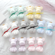 1+1 ﻿﻿파스텔 왕관 쓴 귀여운 곰돌이 석고방향제 (리필 오일 포함) 7color, 라벤더, 옐로우, 차량용+차량용