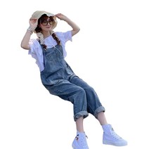 여자 캐주얼 9부 끈 데님 점프수트 나시 하이웨이 멜빵 청바지 끈 점프슈트 데님 점프슈트 원피스 청바지 진즈 루즈핏 슬림 청 멜빵바지 여성 통이 넓은 청바지