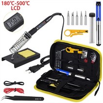 버닝 우드버닝 납댐 burning 전기 납땜 인두 키트 80W 220V LCD 온도 조절 가능한 납땜 인두 키트 용접 도구 세트 납땜 팁 전선 908S, 220V 80W, 7