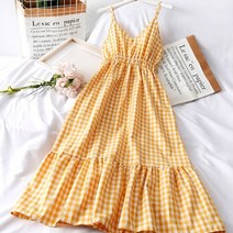 공블리 체크 뷔스티에 롱 나시원피스 CSO1077