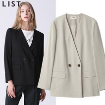 리스트 미니멀 칼라리스 더블 재킷 TWSJKL60050