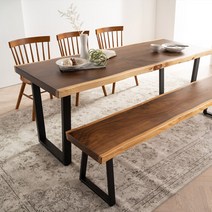 [삼익가구]블리 광폭와이드형 통원목 식탁 테이블, 04.광폭와이드형 우드슬랩 2000, 투톤