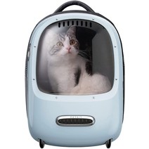 PETKIT 고양이용 캐리백 애완동물 통기성 돌출 방지 기능을 탑재 내장 라이트 인체공학에 근거한 설계 외출, 04 블루