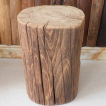 오래된 원목 느릅나무 통나무 스툴 낮은의자, 지름 15-18 높이 20cm