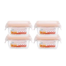 오븐락 이유식 용기 미니 직사각 150ml, 4개, 본품 4p