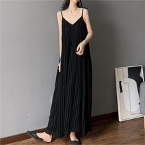 JUST FEEL!NG 오버사이즈 M-4XL/쉬폰/플리츠/끈나시/여성/여름/원피스/비치/롱원피스/바캉스룩
