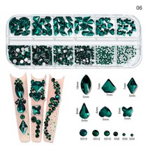 12Gird Box 멀티 사이즈 AB/컬러풀 핫픽스 라인석 플랫백 크리스탈 다이아몬드 보석 3D 반짝이 네일 아트, 08 6