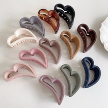 아이유 하트 집게핀 무광 팔레트 업스타일 올림 긴 단발 머리 헤어핀 21color, 12-블랙