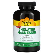 컨트리라이프 Chelated Magnesium 250 mg 240 Tablets, 180 Count