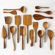 트래블앤쿡 티크 우드 조리도구 16종 모음 뒤집개 스푼 주걱 커트러리, 1-5 스풉 뒤집개, 1개
