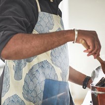 이케아 콜피 앞치마 블루 바리스타 주방 어린이집 카페용 감성+DASHY행주, KALFJ 앞치마 패턴블루+DASH행주1개