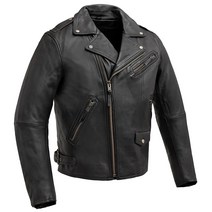 First Mfg Co - Enforcer 남성용 오토바이 바이커 라이딩 블랙 가죽 재킷 4XL 액션 백 아머 포켓 벨트 보온 라이너, 5X-Large, Black