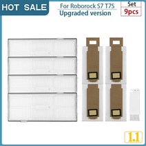 [호환]로보락호환메인 사이드 브러시 교체 부품 액세서리 Roborock S7 먼지 가방 HEPA 필터 샤오미 G10 로, 15 9pcs