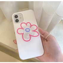 (투명 아크릴톡) 보라 꽃 패턴스마트톡 그립 플라톡 스마트톡케이스