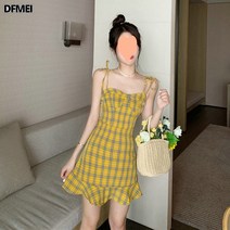 DFMEI 허리 밑단 프릴 슬림해 보이는 원피스 스커트