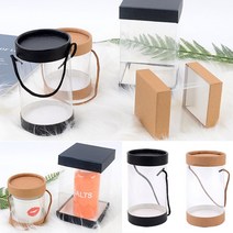 투명선물상자 원형 8X13CM 브라운 투명원통 투명사각케이스 PVC투명케이스