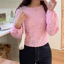 브이와이 여자 노카라셔츠 탱크 셔링긴팔 폼폼 블라우스