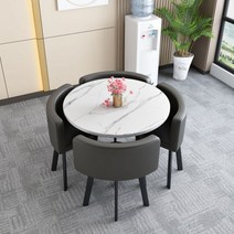 북유럽 4인용 대리석 세라믹 원형 스퀘어 테이블세트 가죽의자 거실라운지식탁 홈카페, M