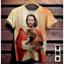 Tessffel 동물 고양이 개 하나님 Keanu Reeves Hiphop NewFashion 3DPrint 유니섹스 캐주얼 티 반팔 티셔츠 남성/여성 A1