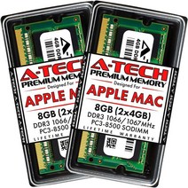 A-Tech 맥북용 8GB (2 x 4GB) PC3-8500 DDR3 1066/1067MHz RAM 맥북 프로 아이맥 맥미니(2008년 말 2009년 초/중/후 2010년, 8GB Kit (2x4GB)