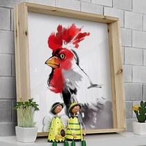 데코밍샵우드프레임액자_풍수에좋은닭그림(중형)_우드프레임액자, 4.타입4