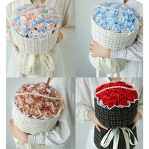예쁜 비누꽃 꽃다발 4컬러 졸업식 화이트데이 프로포즈 부모님 선물 입학식, 아쿠아핑크